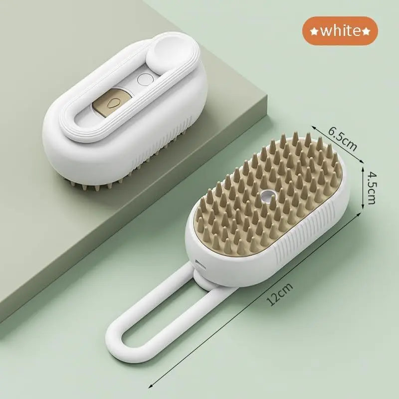 3 in 1 Pet Steam Brush, One Button Spray Pet Hair Removal Tool, 360 ° Rotary Handle, Multi-function Dog Hair Brush, to Remove Tangles and Eliminate Flying Hairs (white) Pets971.com