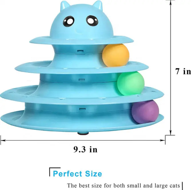 3 Layers Cat Track Roller Ball Tower Toy – Cat Turntable Interactive Toy for Cats & Dogs Pets971.com