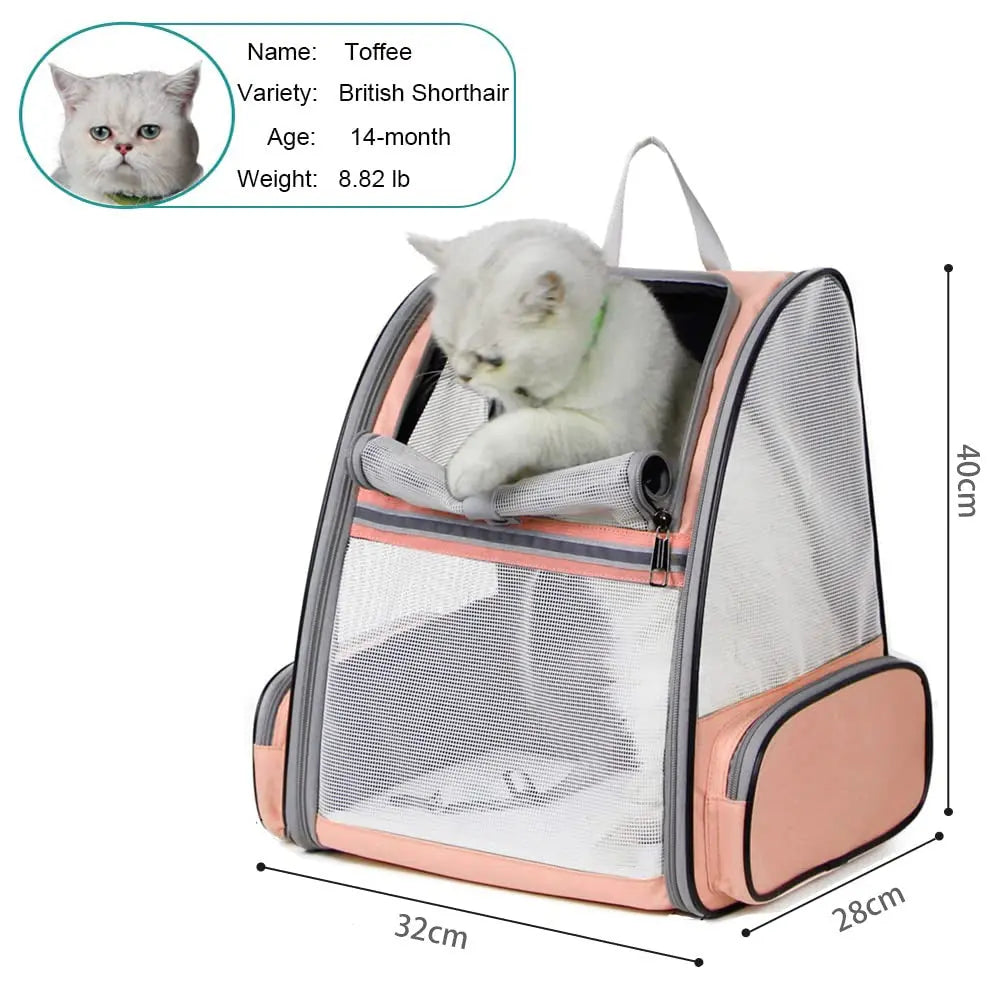 Breathable Pet Carrier Backpack for Cats & Small Dogs – Portable Travel Bag for Outdoor Adventures & Vet Visits | Grey (34×27×41cm) Pets971.com