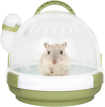 حامل الهامستر، قفص سفر مريح للهامستر مع زجاجة مياه سعة 60 مل، قفص حمل للسفر في الهواء الطلق مناسب للهامستر القزم وخنزير غينيا وموطن الحيوانات الصغيرة 