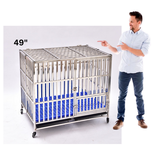 49" Stainless Steel Dog Cage 125x95x106cm for LARGE or Medium size dogs