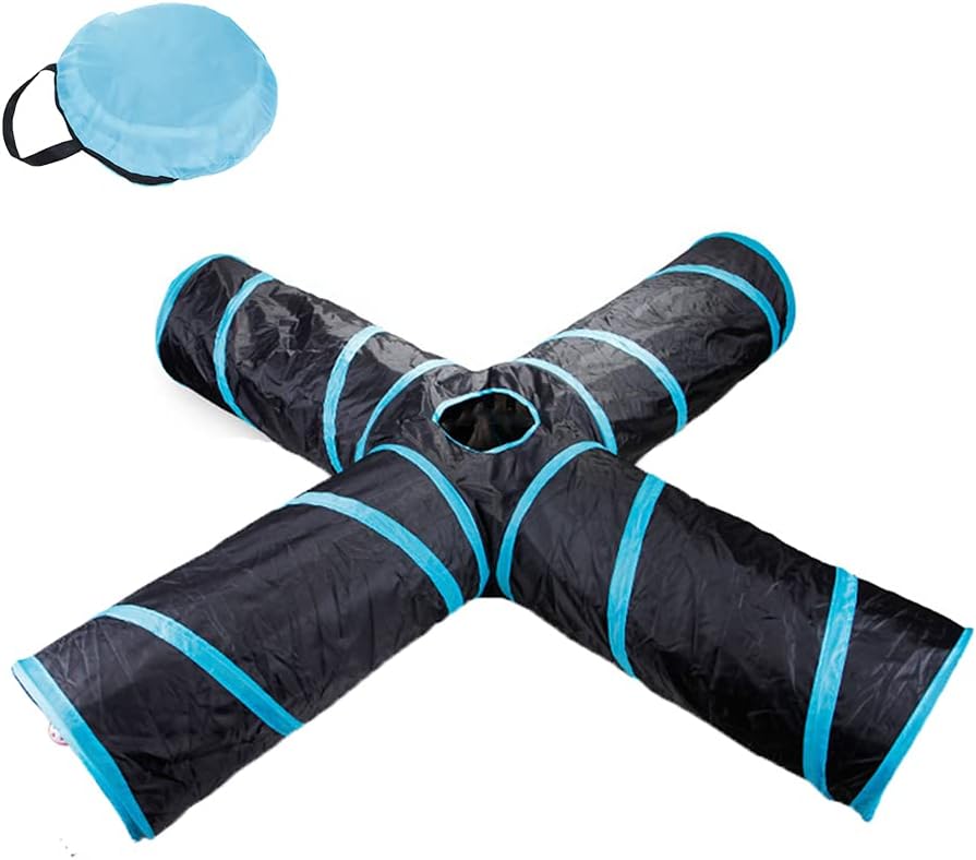 Cat Tunnel Tube,Cat Toys Interactive,Foldable Rabbit Tunnel,Multi-way Cat Tunnels,with Play Ball,for Indoor Cats, Puppy, Kitty, Kitten, Rabbit