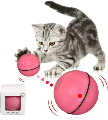 Smart Interactive Cat Toy Ball,Automatic Rolling Kitten Toys USB Rechargeable Motion Ball + Spinning Led Light,Electronic Cat Toys