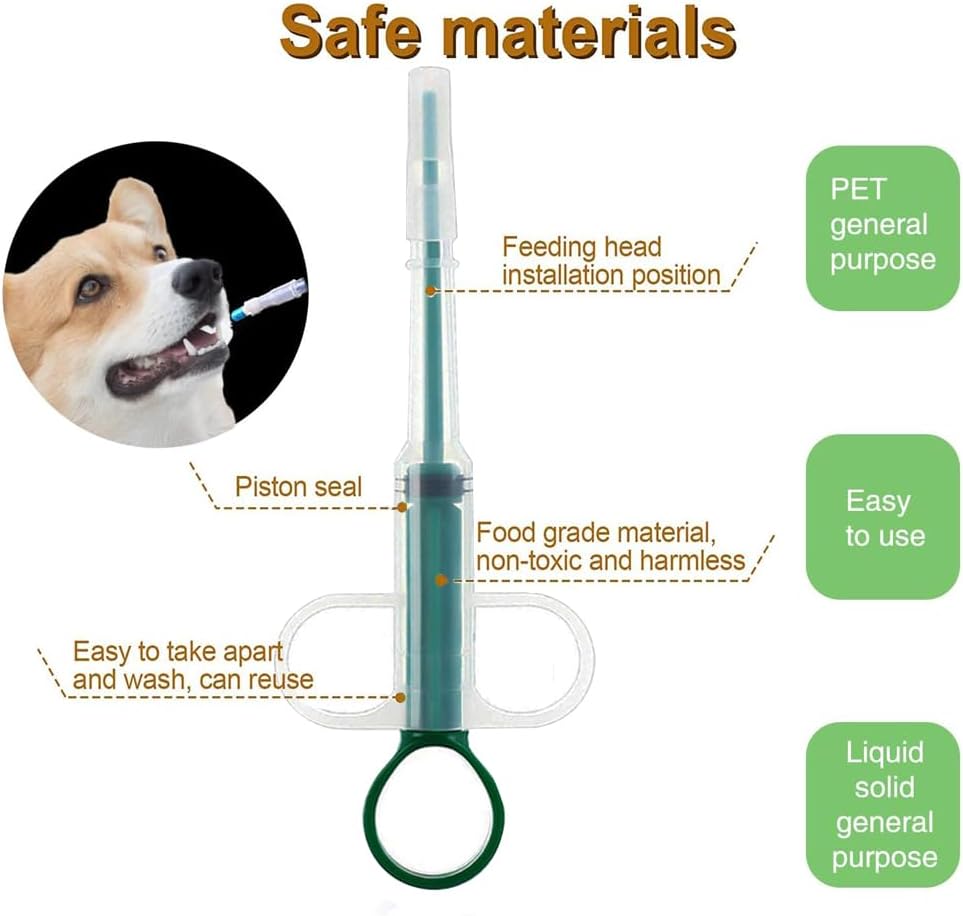 Pet Pill Shooter, Dog Pill Gun Dispenser Shooter, Pet Piller Soft Tip Tablet Syringe Pusher Animal Medicine Feeder for Feeding Accessories