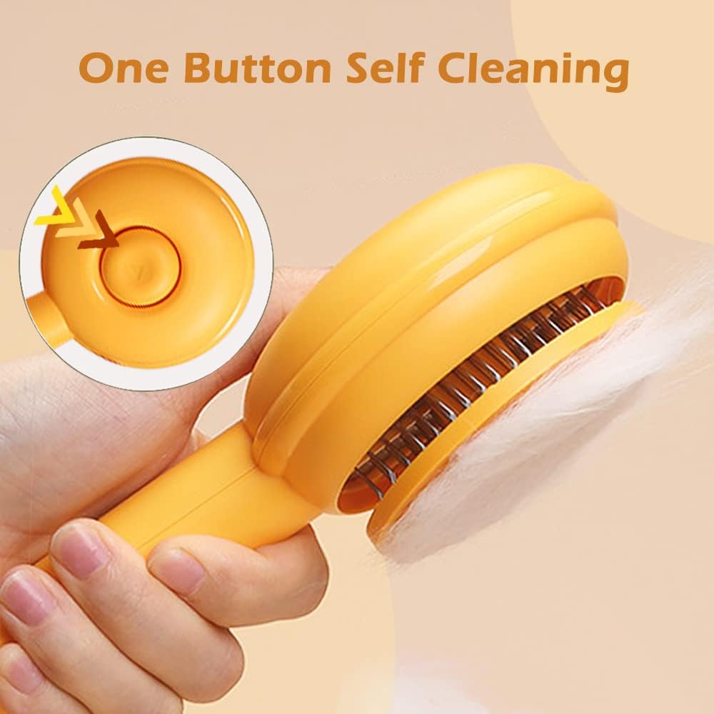 Cat Brushes Self Cleaning,Cat Grooming Brush Tool for Indoor Cats and Dogs,Cat Brush for Shedding,Cat Hair Brush,Gently Removes Loose Undercoat, for Pet Massage