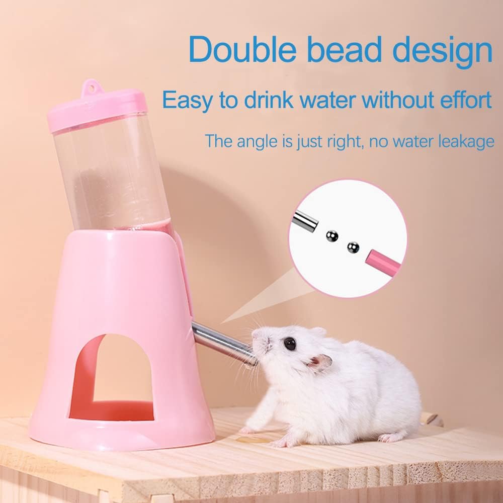 زجاجة مياه معلقة 3 في 1 للهامستر، زجاجة شرب أوتوماتيكية للحيوانات الأليفة الصغيرة مع حاوية طعام، كرة معلقة لمنع تسرب المياه، للهامستر والفئران وخنازير غينيا والأرانب 