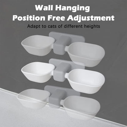 Double Elevated Cat Bowl Set,Ergonomic Cat Bowls for Food and Water, Adjustable Height Raised Cat Bowls,Cat Dishes for Small Pet,Reduces Neck Burden Anti Vomiting(white)