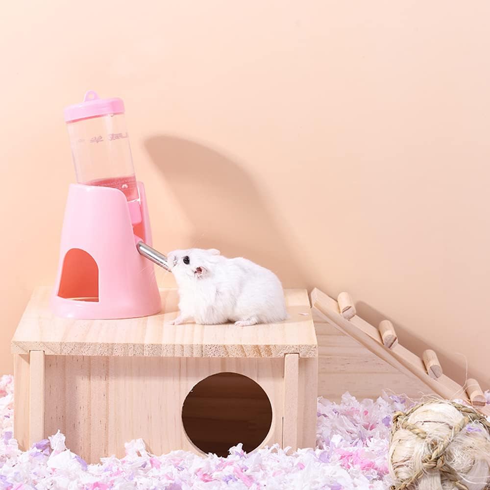 زجاجة مياه معلقة 3 في 1 للهامستر، زجاجة شرب أوتوماتيكية للحيوانات الأليفة الصغيرة مع حاوية طعام، كرة معلقة لمنع تسرب المياه، للهامستر والفئران وخنازير غينيا والأرانب 