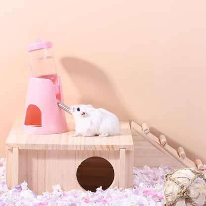 زجاجة مياه معلقة 3 في 1 للهامستر، زجاجة شرب أوتوماتيكية للحيوانات الأليفة الصغيرة مع حاوية طعام، كرة معلقة لمنع تسرب المياه، للهامستر والفئران وخنازير غينيا والأرانب 