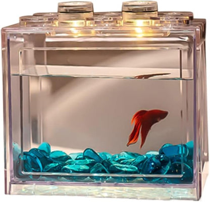 Mini Betta Fish Tank,Small Transparent Fish Bowl Aquarium Stackable Tank,Ant Feeding Case Mini Reptile Row Box