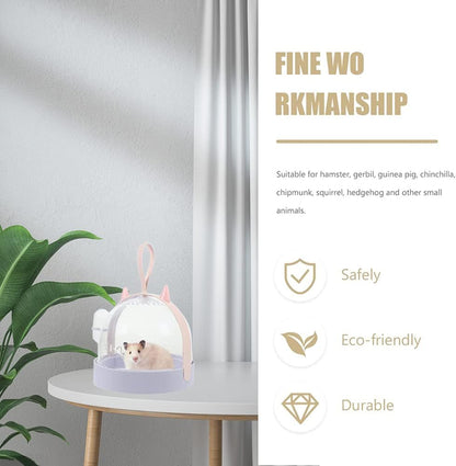 حامل الهامستر، قفص سفر مريح للهامستر مع زجاجة مياه سعة 60 مل، قفص حمل للسفر في الهواء الطلق مناسب للهامستر القزم وخنزير غينيا وموطن الحيوانات الصغيرة 