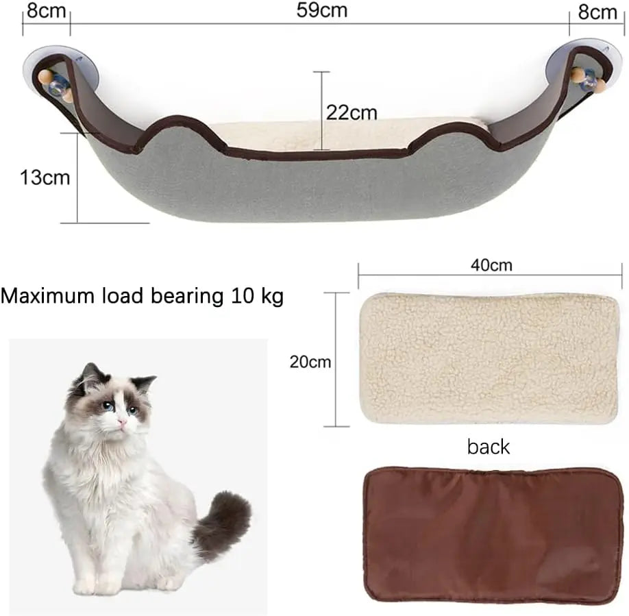 Cat Window Perch, Space Saving Cat Window Bed Hammock, Suction Cup Cat Hammock Seat for Window Balcony, Cat Comfort Rest Bed for up to 10kg (Single layer) Pets971.com
