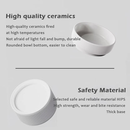 Ceramic Cat Bowl, Tall To Protect The Cervical Spine Anti-Spill Pet Bowls, Detachable Ceramic Water Bowl Food Bowl