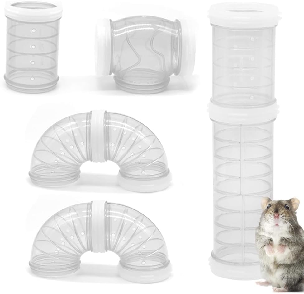 مجموعة من 8 قطع من أنابيب الهامستر، أنبوب منحني شفاف، نفق قفص للحيوانات الأليفة، ملحقات قفص الهامستر، ألعاب الهامستر، اتصال DIY، نفق مغامرة، مساحة توسيع 