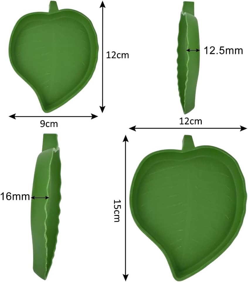 وعاء طعام وماء على شكل أوراق الزواحف، قطعتان من وعاء الماء للشرب والأكل للحيوانات الأليفة الصغيرة، مقاسان مناسبان للزواحف الصغيرة مثل السلاحف والسحالي 