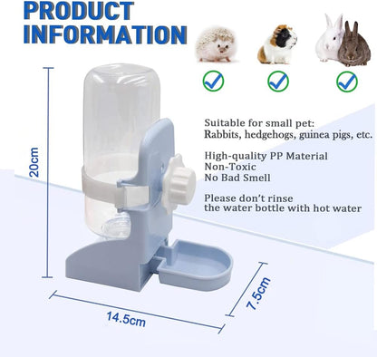 زجاجة مياه للأرانب، 500 مل ماء معلق للأرانب، موزع وعاء ماء غير قابل للتسرب، مناسب للأرانب والشنشيلة وخنازير غينيا والقنافذ والقوارض (أزرق (500 مل) 
