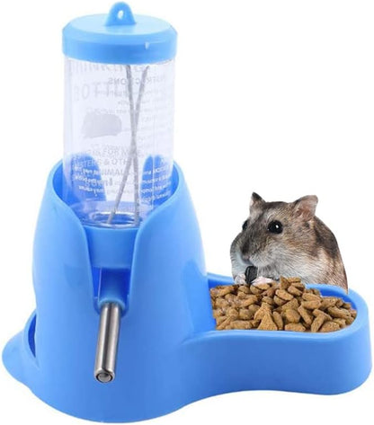زجاجة مياه معلقة 3 في 1 للهامستر، زجاجة شرب أوتوماتيكية للحيوانات الأليفة الصغيرة مع حاوية طعام، كرة معلقة لمنع تسرب المياه، للهامستر والفئران وخنازير غينيا والأرانب 