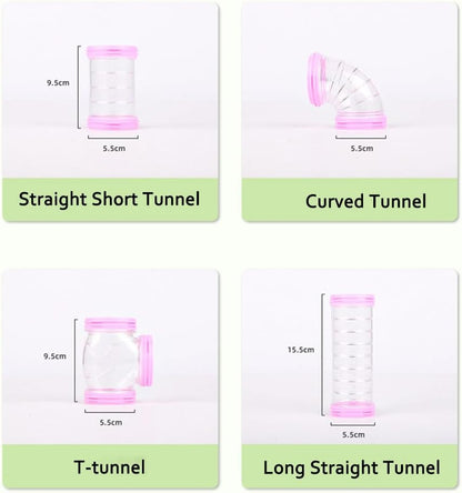 مجموعة من 8 قطع من أنابيب الهامستر، أنبوب منحني شفاف، نفق قفص للحيوانات الأليفة، ملحقات قفص الهامستر، ألعاب الهامستر، اتصال DIY، نفق مغامرة، مساحة توسيع 