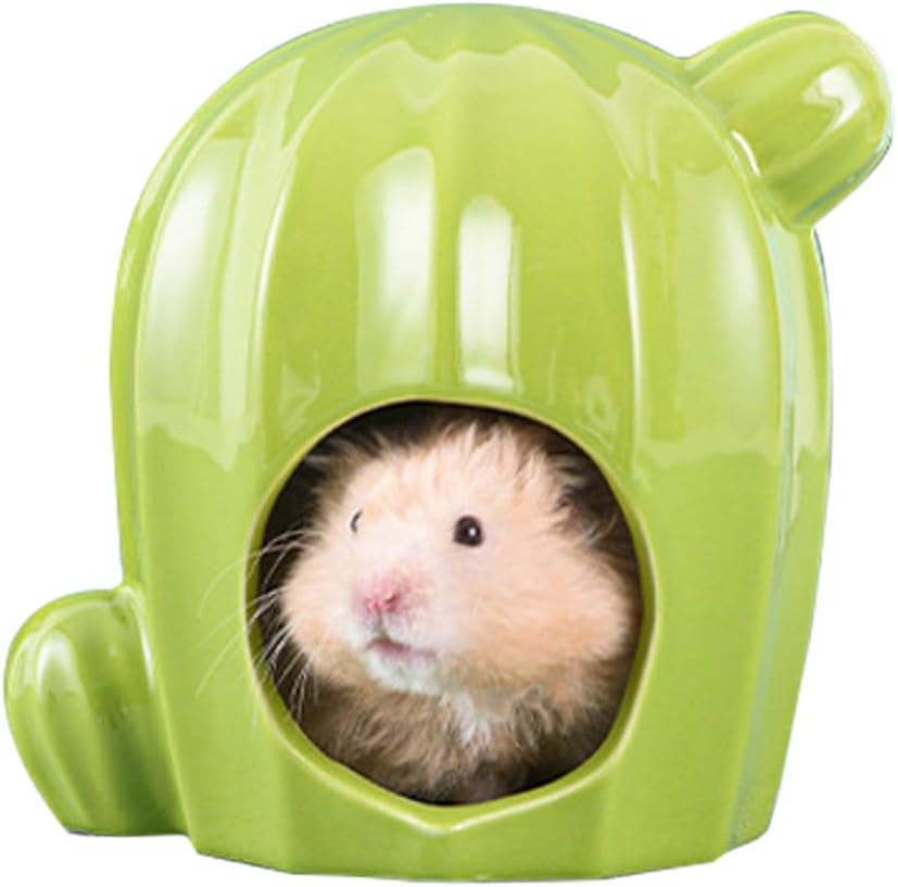 مخبأ سيراميك كبير جدًا للهامستر، موئل هامستر بارد في الصيف، سرير بارد، ملحقات هامستر، كهف منزل مضاد للعض للفئران 