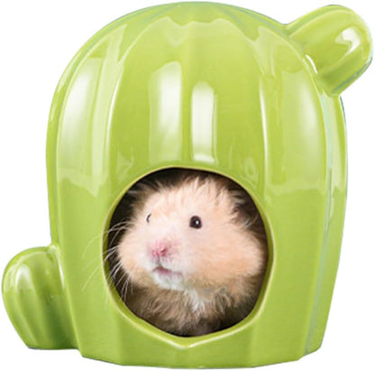 مخبأ سيراميك كبير جدًا للهامستر، موئل هامستر بارد في الصيف، سرير بارد، ملحقات هامستر، كهف منزل مضاد للعض للفئران 