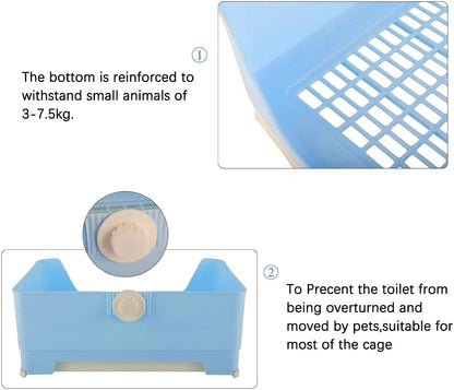 صندوق قمامة كبير للأرانب، مرحاض زاوية مع أدراج، مجموعة تنظيف للأرانب، خنازير غينيا البالغة، الجولدن، النمس والحيوانات الأليفة الصغيرة الأخرى (أزرق (41 * 30 * 16) 