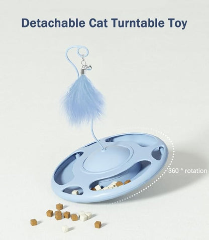 Cat Toy Roller 4-Level Turntable,Interactive Motion Cat Toy,Circle Track with Moving Balls,Cat Toys Tower for Indoor Cats,Suitable for Multiple Cats , Green