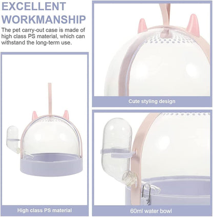 حامل الهامستر، قفص سفر مريح للهامستر مع زجاجة مياه سعة 60 مل، قفص حمل للسفر في الهواء الطلق مناسب للهامستر القزم وخنزير غينيا وموطن الحيوانات الصغيرة 