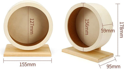 عجلة تمارين الهامستر، عجلة تمارين خشبية صامتة للحيوانات الأليفة الصغيرة، عجلة الجربوع، عجلة دوارة للجري، لعبة لعب للفئران والجربوع والشنشيلة والقنافذ وخنازير غينيا 