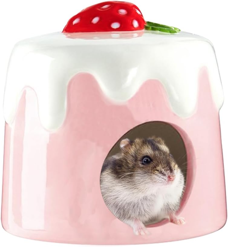مخبأ سيراميك كبير جدًا للهامستر، موئل هامستر بارد في الصيف، سرير بارد، ملحقات هامستر، كهف منزل مضاد للعض للفئران 