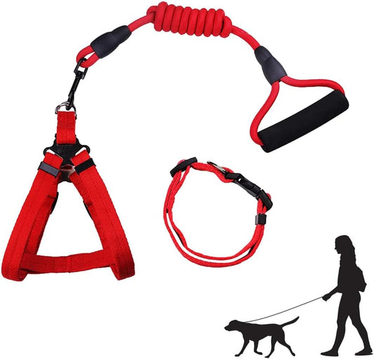 Dog Harness,Dog Collar and Dog Leash Set,Adjustable Lightweight Pet Harness & Leash,Soft Walking Travel Petsafe Harness,Suitable for Medium and Small Cat and Dogs