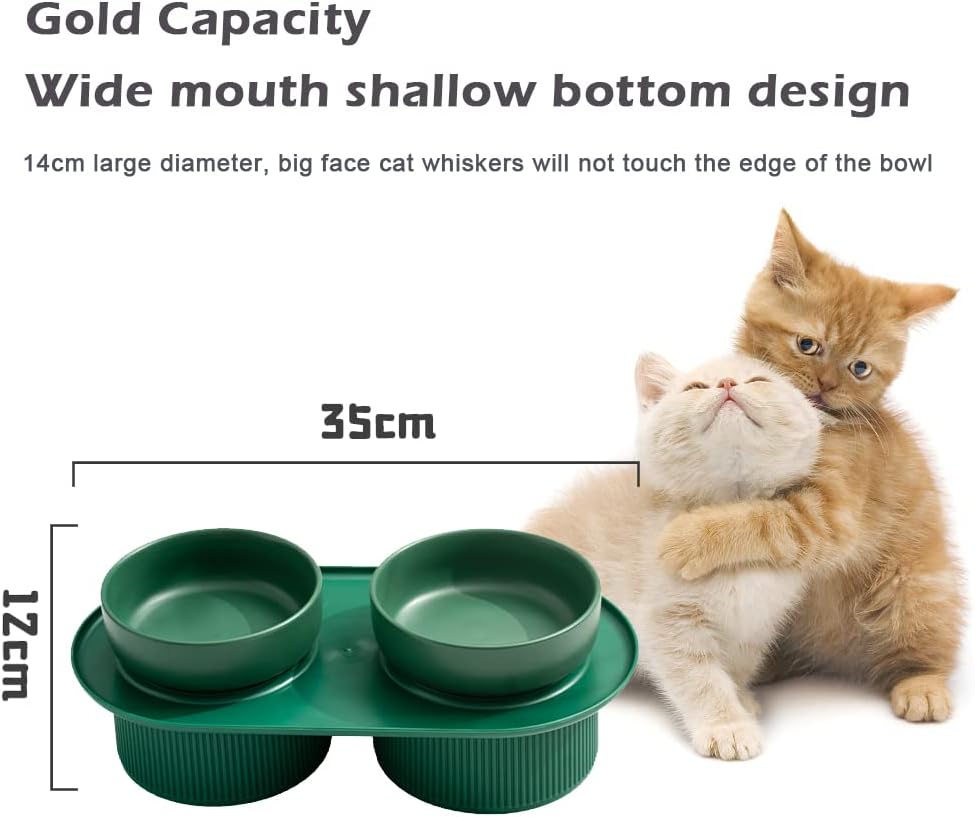 Ceramic Cat Bowl, Tall To Protect The Cervical Spine Anti-Spill Pet Bowls, Detachable Ceramic Water Bowl Food Bowl