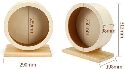 عجلة تمارين الهامستر، عجلة تمارين خشبية صامتة للحيوانات الأليفة الصغيرة، عجلة الجربوع، عجلة دوارة للجري، لعبة لعب للفئران والجربوع والشنشيلة والقنافذ وخنازير غينيا 