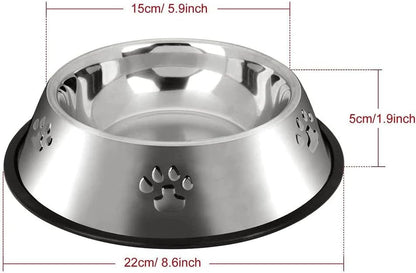 Cat Food and Water Bowl Set,Dog Food Bowl,Non Slip Cat Bowl,Big Eyed Frog Cartoon Design,Suitable for Small Medium Dog and Cat