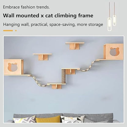 8 Pcs Cat Wall Shelf, Cat Wall Climbing Set