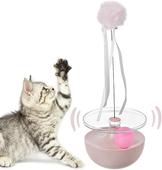 Cat Interactive Non-Invertible Toys, Tassel Teaser Stick With Rotating Toy Ball, Sports Exercise Puzzle Kitten Indoor Toys