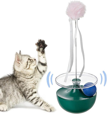 Cat Interactive Non-Invertible Toys, Tassel Teaser Stick With Rotating Toy Ball, Sports Exercise Puzzle Kitten Indoor Toys