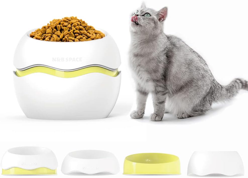 3 in 1 Raised Cat Bowl Set,Tilted Elevated Pet Feeding Bowl for Cats and Small Dogs,Lovely Shape of Egg,Cat Dish,Detachable Multiple Combination Cat Food and Water Bowl