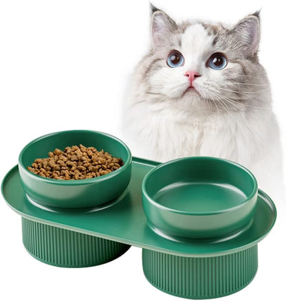 Ceramic Cat Bowl, Tall To Protect The Cervical Spine Anti-Spill Pet Bowls, Detachable Ceramic Water Bowl Food Bowl