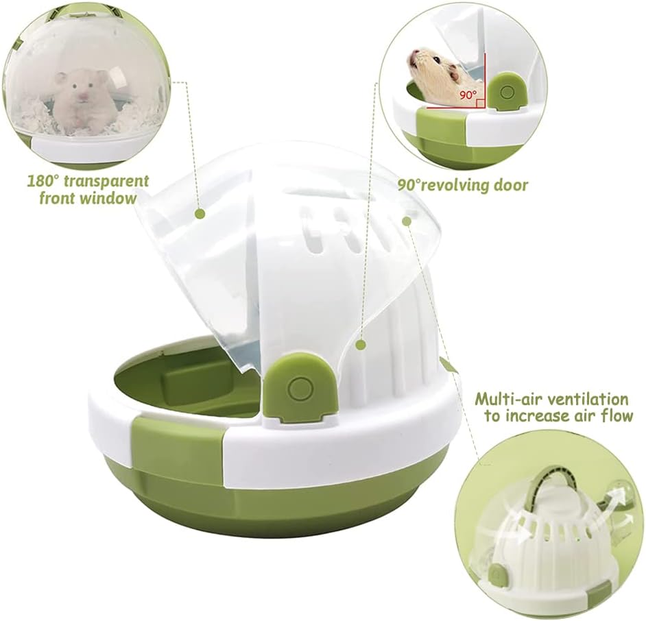 حامل الهامستر، قفص سفر مريح للهامستر مع زجاجة مياه سعة 60 مل، قفص حمل للسفر في الهواء الطلق مناسب للهامستر القزم وخنزير غينيا وموطن الحيوانات الصغيرة 