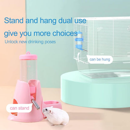 زجاجة مياه معلقة 3 في 1 للهامستر، زجاجة شرب أوتوماتيكية للحيوانات الأليفة الصغيرة مع حاوية طعام، كرة معلقة لمنع تسرب المياه، للهامستر والفئران وخنازير غينيا والأرانب 