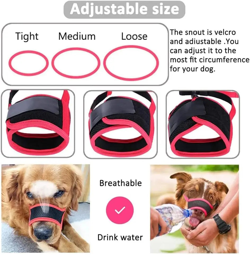 Dog Muzzle,Comfortable Breathable Mesh Soft Fabric, Adjustable Loop Pet Muzzle, Anti Biting Barking Chewing forSmall, Medium and Large dogs Pets971.com