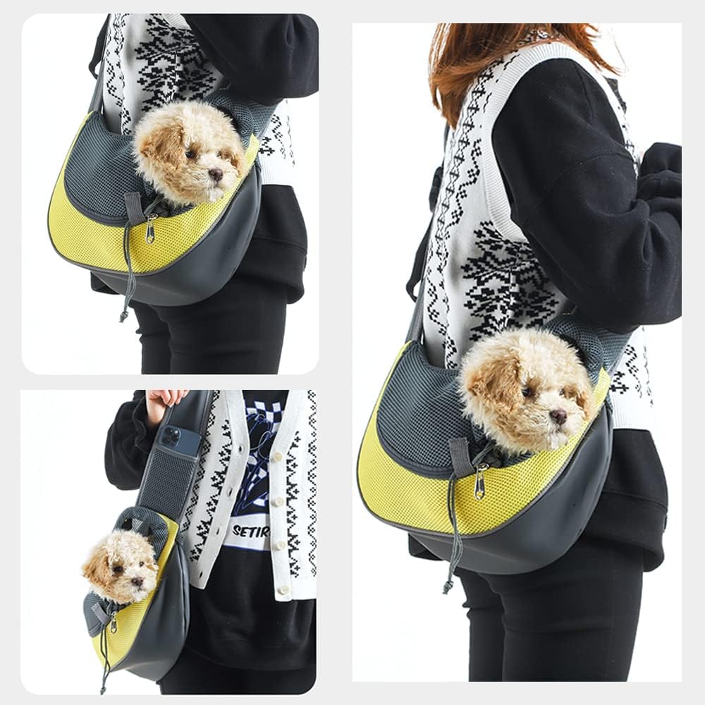 Dog Sling Carrier,Breathable Mesh Puppy Carrier, Portable Travel Cat Sling, Adjustable Dog Pet Carrier Sling Hand Free