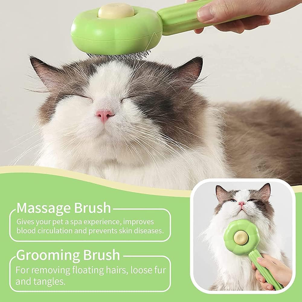 Cat Brushes Self Cleaning,Cat Grooming Brush Tool for Indoor Cats and Dogs,Cat Brush for Shedding,Cat Hair Brush,Gently Removes Loose Undercoat, for Pet Massage