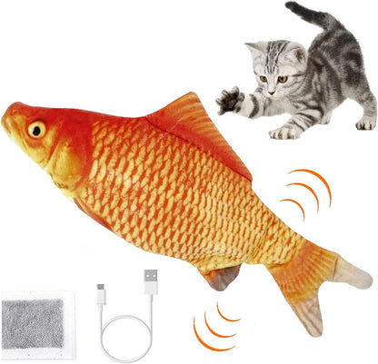 Electric Moving Fish Cat Toy, Floppy Fish Cat Toy,Interactive Cat Toys,Cat Toys for Indoor Cats,Realistic Plush Simulation Electric Wagging Fish,Catnip Kicker Toys