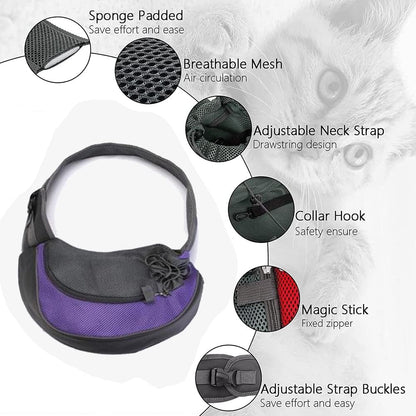 Dog Sling Carrier,Breathable Mesh Puppy Carrier, Portable Travel Cat Sling, Adjustable Dog Pet Carrier Sling Hand Free