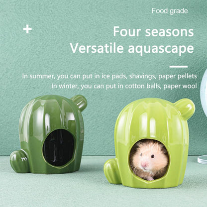مخبأ سيراميك كبير جدًا للهامستر، موئل هامستر بارد في الصيف، سرير بارد، ملحقات هامستر، كهف منزل مضاد للعض للفئران 