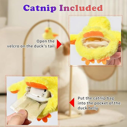 Interactive Cat Toys, Wing Flapping Duck Cat Toys, Rechargeable Bird Flapping Toys，Kittens Teasing String and Simulated Sound for Indoor Cats Fun Exercise (Duck)