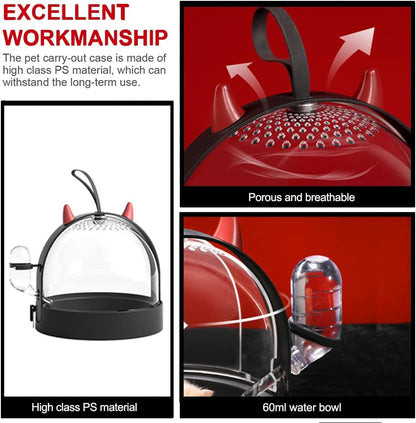 حامل الهامستر، قفص سفر مريح للهامستر مع زجاجة مياه سعة 60 مل، قفص حمل للسفر في الهواء الطلق مناسب للهامستر القزم وخنزير غينيا وموطن الحيوانات الصغيرة 