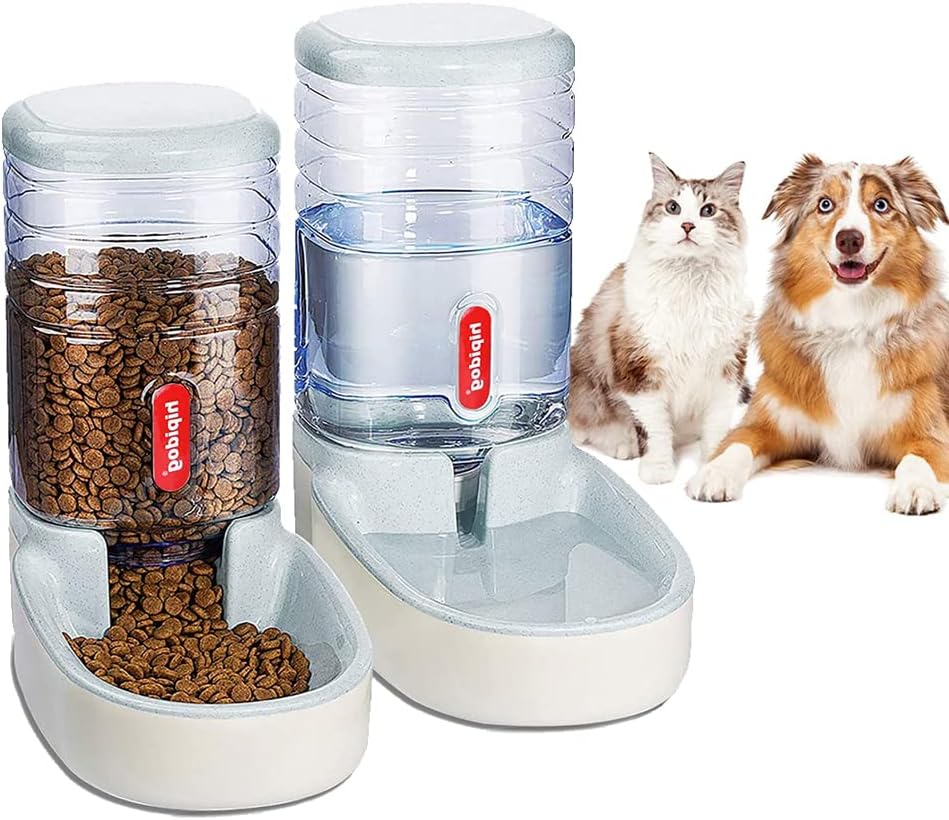 Automatic Dog Cat Feeder and Water Dispenser, 3.8L Large Capacity Dog Water Dispenser Dog Food Dispenser Set for Small, Medium and Large Pets