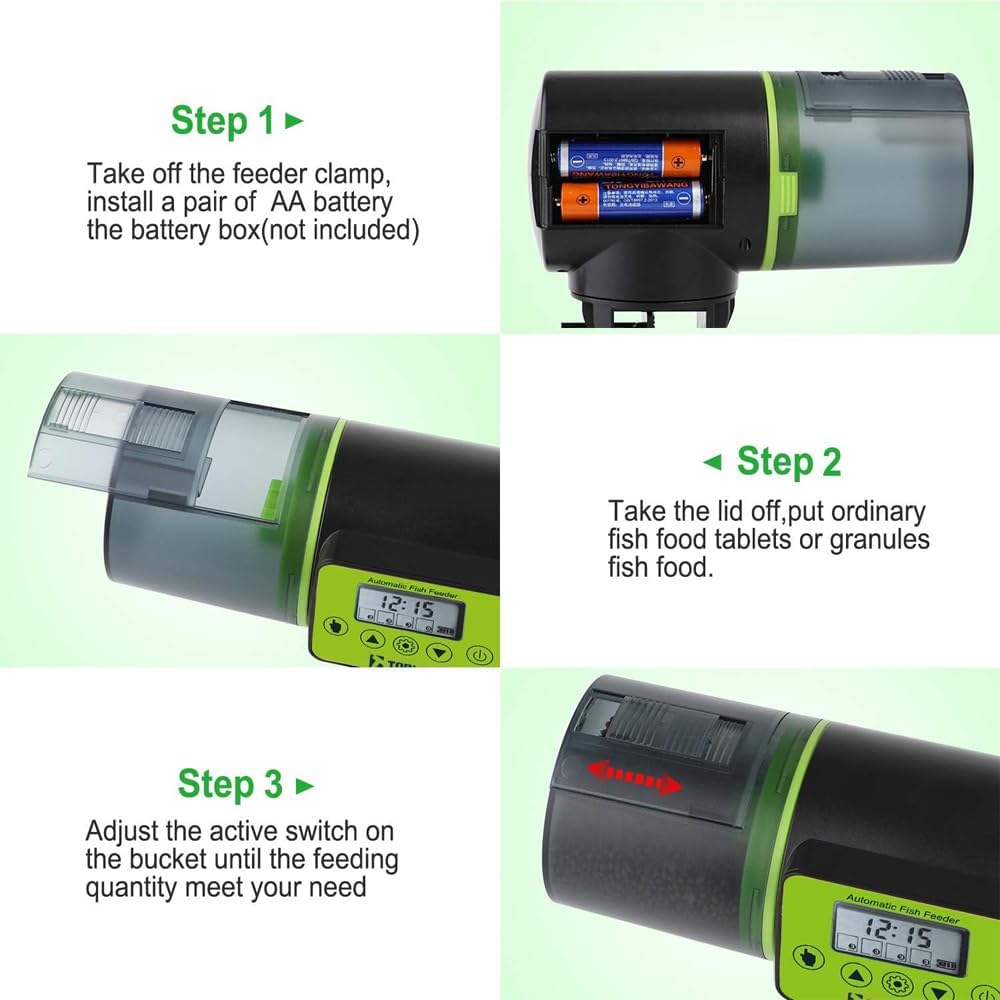 وحدة تغذية الأسماك، وحدة تغذية أسماك مريحة لأحواض السمك وأحواض الاستحمام، موزع طعام الأسماك لعطلات نهاية الأسبوع 